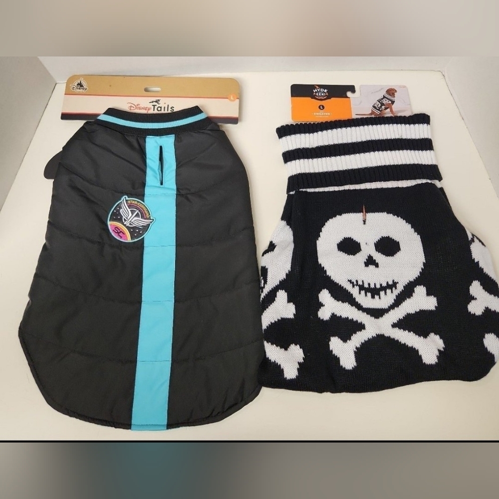 Disney Tails Dog Jacket and Skull Sweater Bundle